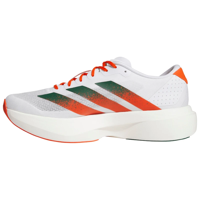 Chaussures de course unisexes Adidas Adizero Evolution SL blanches des Miami Hurricanes