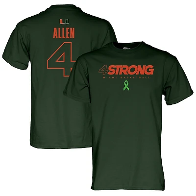 T-shirt unisexe bleu 84 Marcus Allen vert Miami Hurricanes 4 Strong