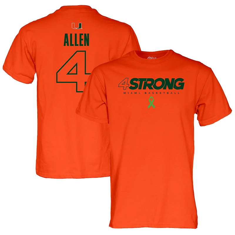 Unisex Blue 84 Marcus Allen Miami Hurricanes 4 Strong T-Shirt