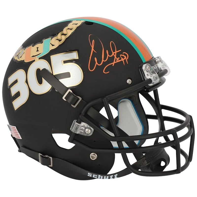 Casque réplique exclusif Schutt Tradition autographié par Warren Sapp Miami Hurricanes