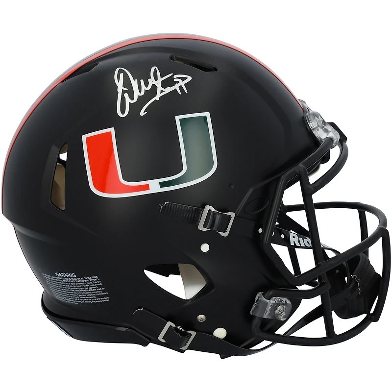 Warren Sapp Miami Hurricanes Autographed Riddell Miami Nights Satin Black Speed Authentic Helmet  