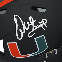 Casque Riddell Miami Nights Satin Black Speed ​​Mini autographié par Warren Sapp, des Miami Hurricanes