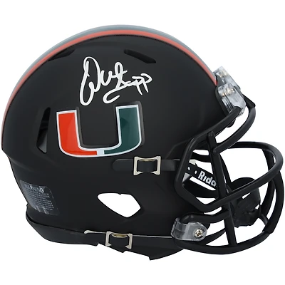 Warren Sapp Miami Hurricanes Autographed Riddell Miami Nights Satin Black Speed Mini Helmet  