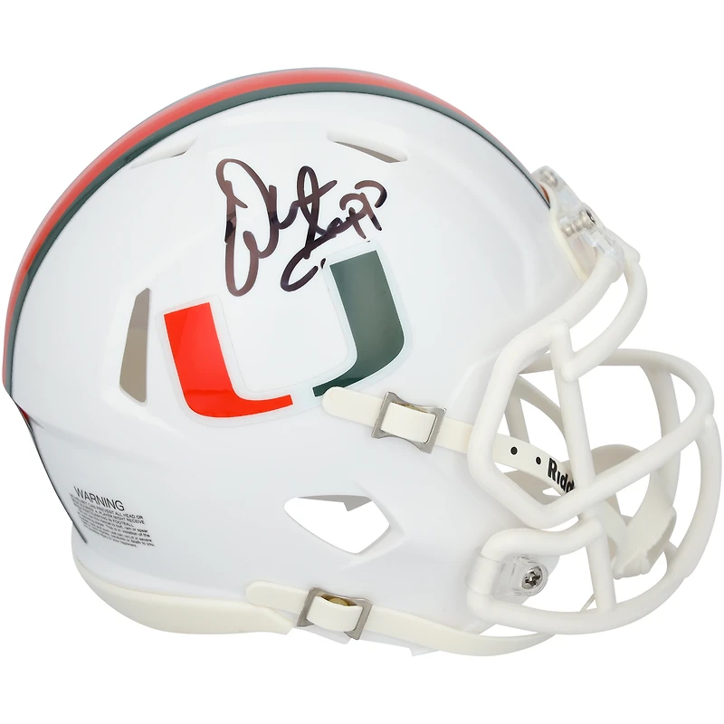 Warren Sapp Miami Hurricanes Autographed Riddell Speed Mini Helmet  