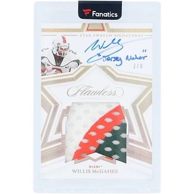 Willis McGahee Miami Hurricanes Autographed 2022 Panini Flawless Collegiate Tri-Color Game Used Relic Jersey Number #SS-WMC #2/8 Card with "Jersey Number" Inscription