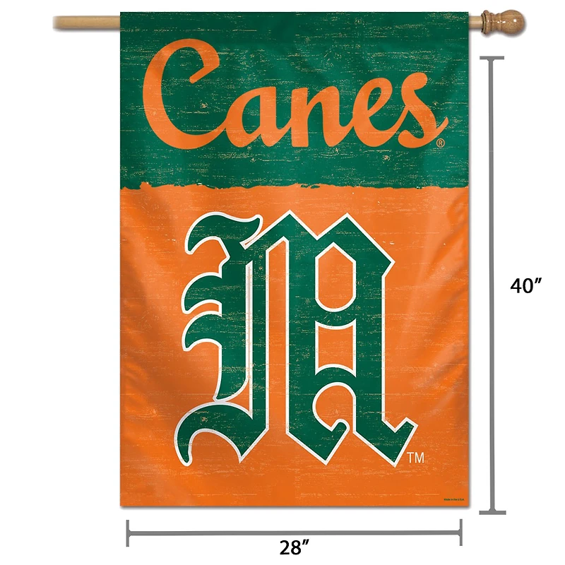 WinCraft Miami Hurricanes 28 "x 40" Bannière de maison unilatérale College Vault