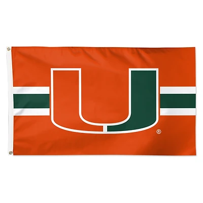 WinCraft Miami Hurricanes Drapeau simple face de luxe à rayures horizontales 3 pi x 5 pi