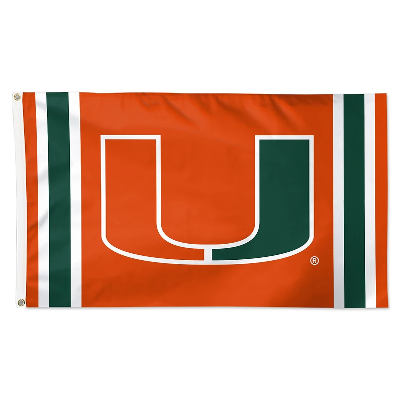 Drapeau WinCraft Miami Hurricanes 3' x 5' à rayures verticales de luxe, simple face