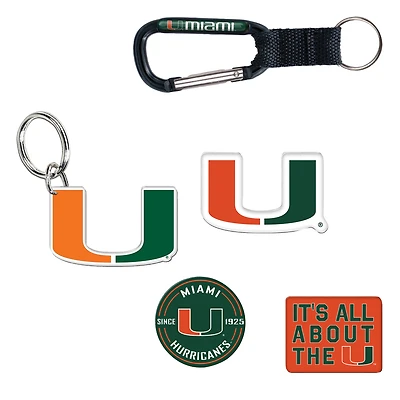 Lot de 5 porte-clés et aimants pour réfrigérateur WinCraft Miami Hurricanes