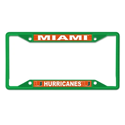 Cadre de plaque d'immatriculation en métal WinCraft Miami Hurricanes