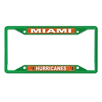 Cadre de plaque d'immatriculation en métal WinCraft Miami Hurricanes