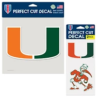 Lot de trois autocollants WinCraft Miami Hurricanes Perfect Cut