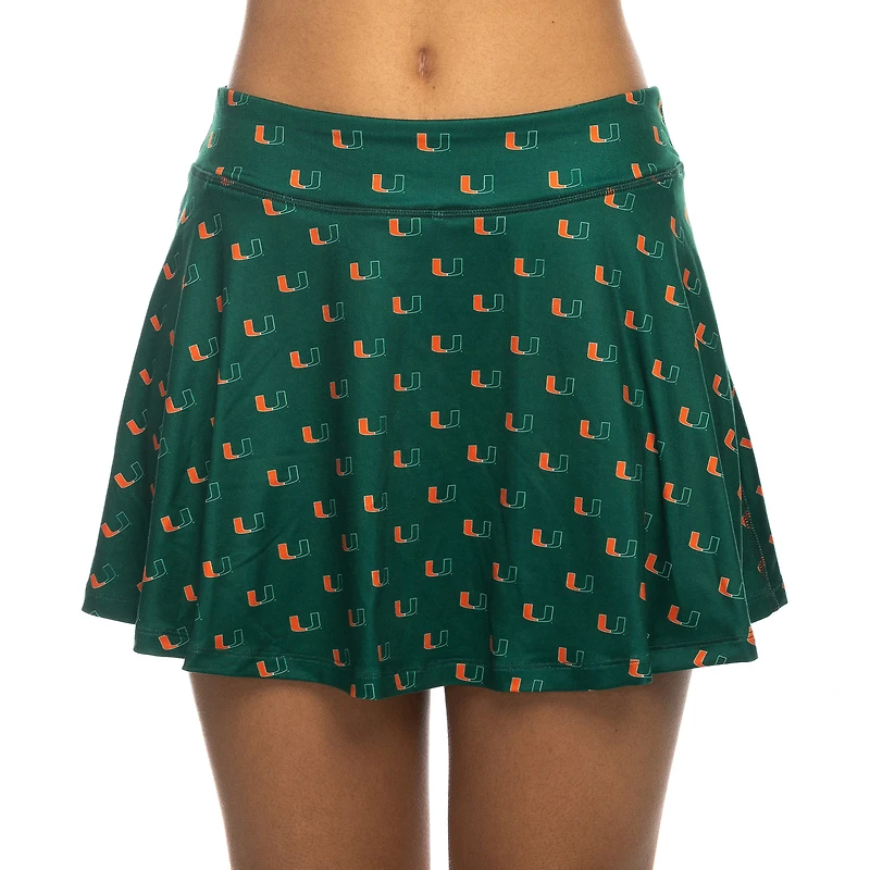 Jupe-short fluide à imprimé intégral vert Miami Hurricanes ZooZatz pour femme