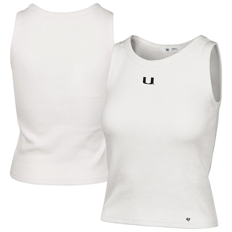 Women's '47  Cream Miami Hurricanes Micro Logo Ribbed Cropped Tank Top