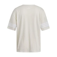 Women's adidas Cream Miami Hurricanes Fashion Three-Stripes Oversized T-Shirt