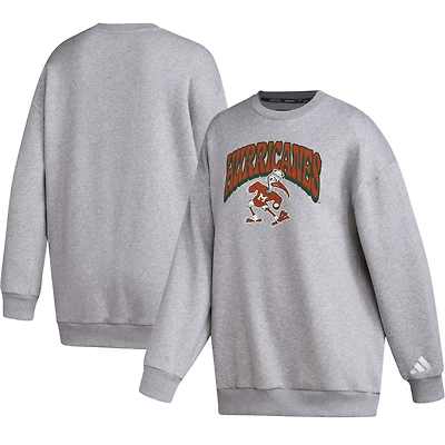 Sweat-shirt adidas gris Miami Hurricanes Vintage Stylin pour femmes