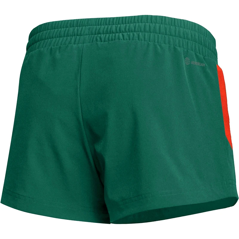 Short de performance adidas Miami Hurricanes 2023 Sideline vert pour femme