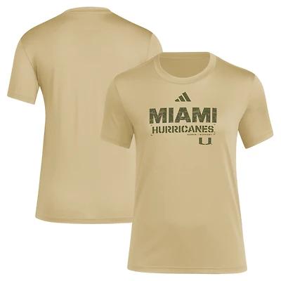 T-shirt adidas Tan Miami Hurricanes Salute to Service AEROREADY pour femme