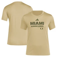 T-shirt adidas Tan Miami Hurricanes Salute to Service AEROREADY pour femme