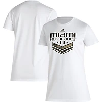 Women's adidas White Miami Hurricanes Military Appreciation AEROREADY T-Shirt