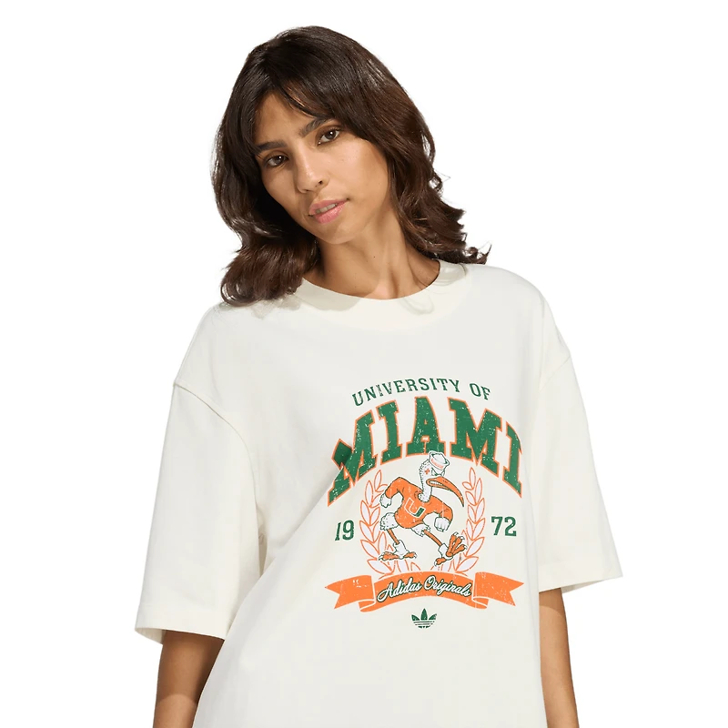 Women's adidas  White Miami Hurricanes Oversized T-Shirt