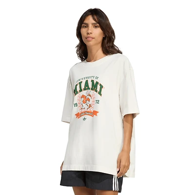 Women's adidas White Miami Hurricanes Oversized T-Shirt