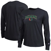 Women's Champion Black Miami Hurricanes Arch Over Logo Long Sleeve T-Shirt
