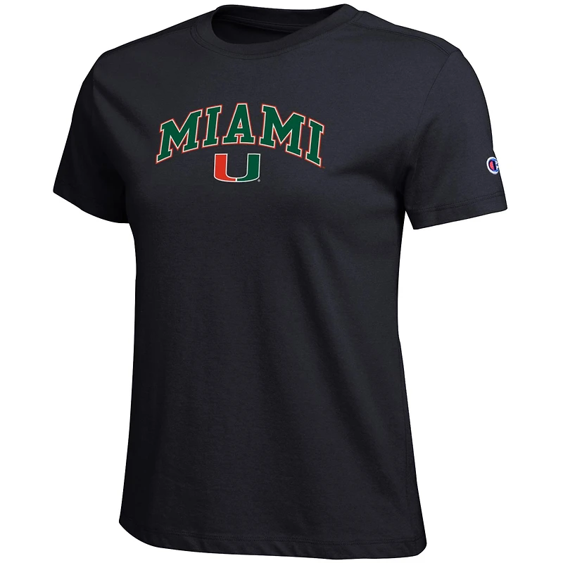 Women's Champion  Black Miami Hurricanes Arched Over Logo T-Shirt