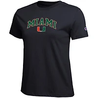 Women's Champion  Black Miami Hurricanes Arched Over Logo T-Shirt