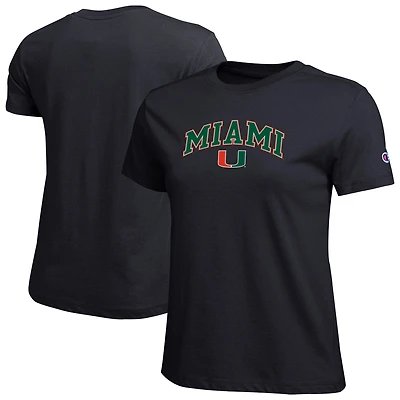 Women's Champion  Black Miami Hurricanes Arched Over Logo T-Shirt
