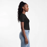 T-shirt ajusté noir Champion Miami Hurricanes pour femme, en tissu doux au toucher.