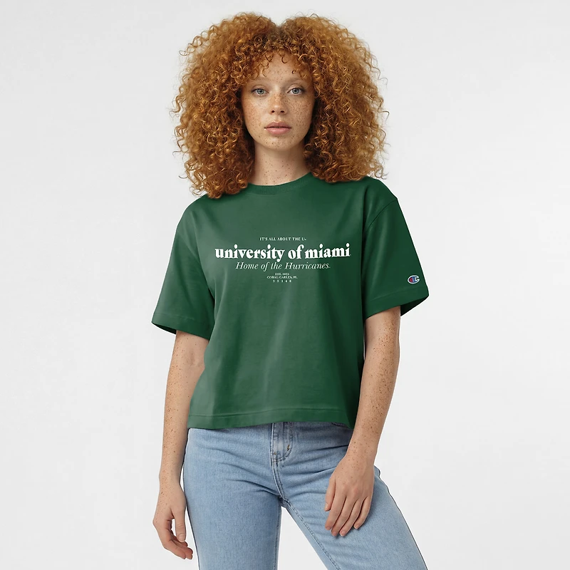 T-shirt à domicile vert Champion Miami Hurricanes pour femmes