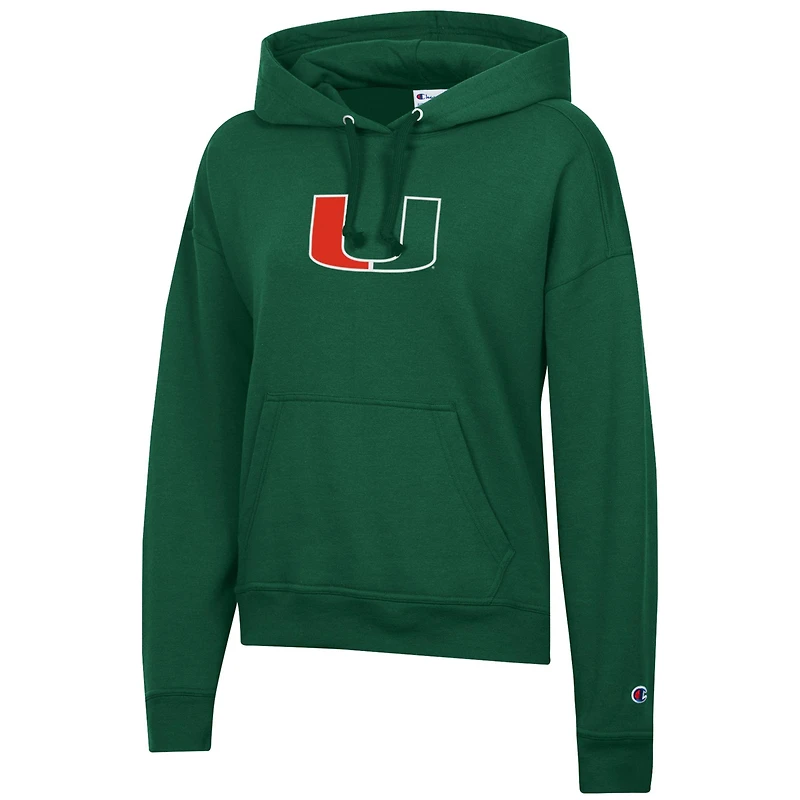 Women's Champion Green Miami Hurricanes Powerblend Fleece Hoodie