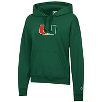 Women's Champion Green Miami Hurricanes Powerblend Fleece Hoodie