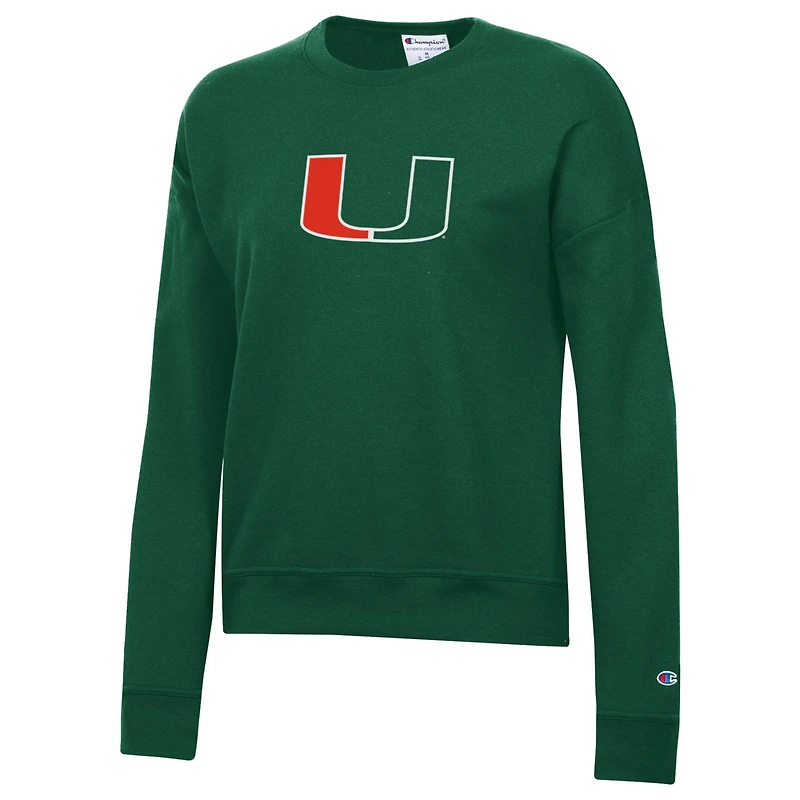 Women's Champion Green Miami Hurricanes Powerblend Sweatshirt