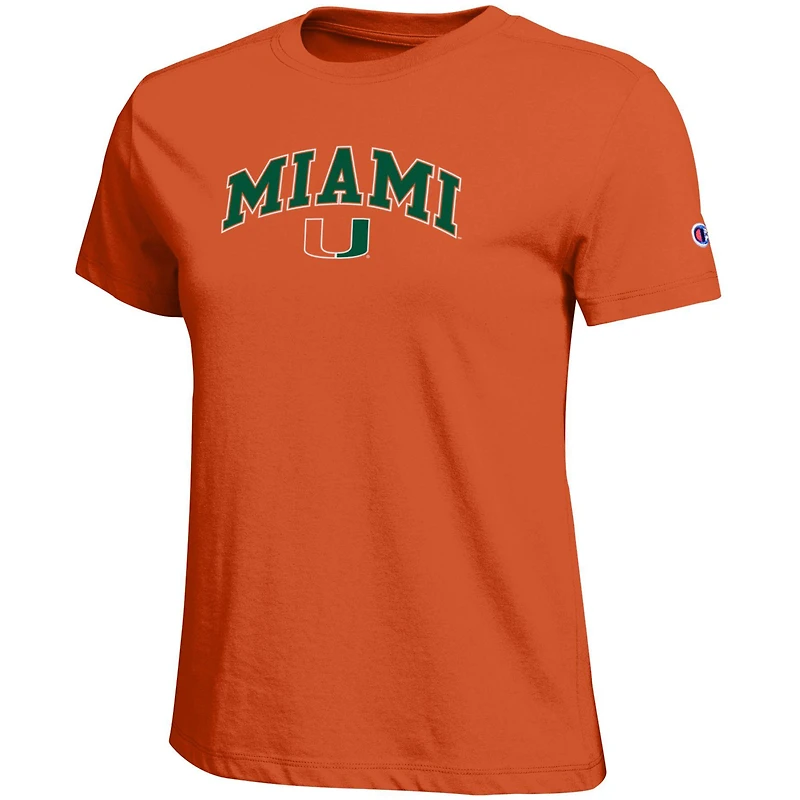 Women's Champion Miami Hurricanes Arched Over Logo T-Shirt