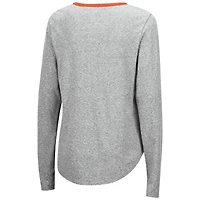 Women's Colosseum Heathered Gray Miami Hurricanes Sundial Tri-Blend Long Sleeve Lace-Up T-Shirt