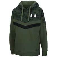 Women's Colosseum Olive/Camo Miami Hurricanes OHT Military Appreciation Extraction Chevron Pullover Hoodie