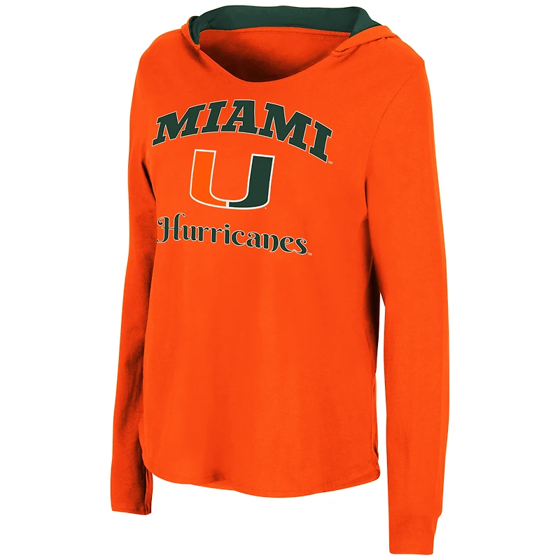 Women's Colosseum Orange Miami Hurricanes Catalina Hoodie Long Sleeve T-Shirt