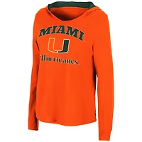 Women's Colosseum Orange Miami Hurricanes Catalina Hoodie Long Sleeve T-Shirt