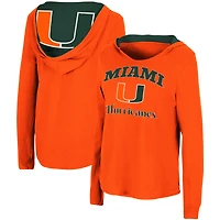 Women's Colosseum Orange Miami Hurricanes Catalina Hoodie Long Sleeve T-Shirt