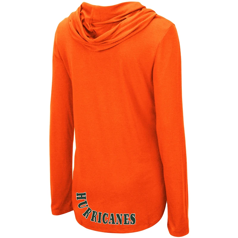 Women's Colosseum Orange Miami Hurricanes My Lover Lightweight Hooded Long Sleeve T-Shirt