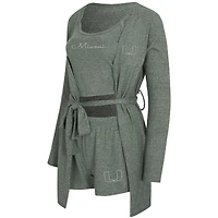 Women's Concepts Sport Green Miami Hurricanes Rigor Three-Piece Tank, Short & Robe Set