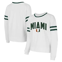 Women's Concepts Sport  White Miami Hurricanes Borough French Terry Arch Over Long Sleeve Top