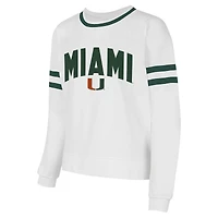 Women's Concepts Sport  White Miami Hurricanes Borough French Terry Arch Over Long Sleeve Top