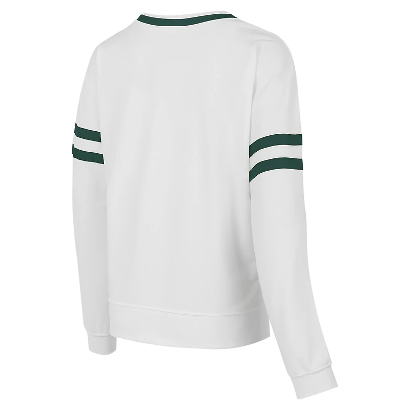Women's Concepts Sport  White Miami Hurricanes Borough French Terry Arch Over Long Sleeve Top