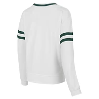 Women's Concepts Sport  White Miami Hurricanes Borough French Terry Arch Over Long Sleeve Top