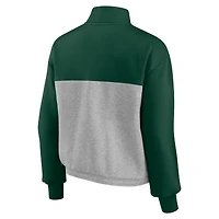 veste Fanatics pour femmes, vert/gris chiné, Miami Hurricanes Sideline to Sideline, à quart de zip color block