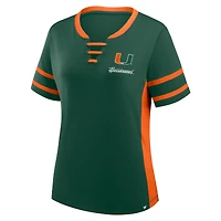 Women's Fanatics Green/Orange Miami Hurricanes Be Fearless Athena Lace-Up T-Shirt