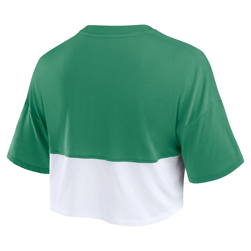 T-shirt court surdimensionné à blocs de couleurs vert/blanc pour femmes Fanatics Miami Hurricanes